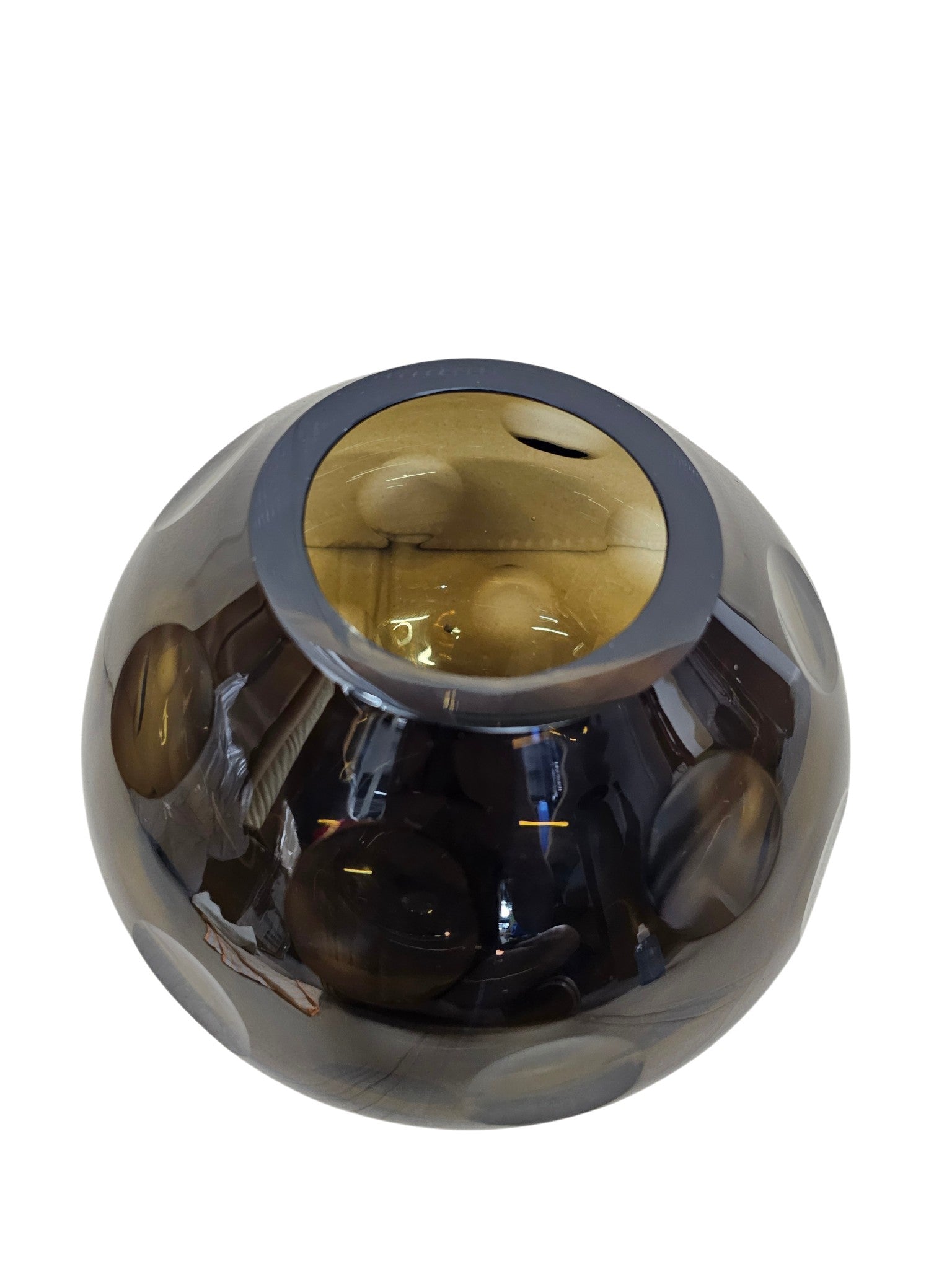 EHAIKA Glass Flower Vase With Moon Cut Patterned Small Neck Designed - Black Colour (Small)