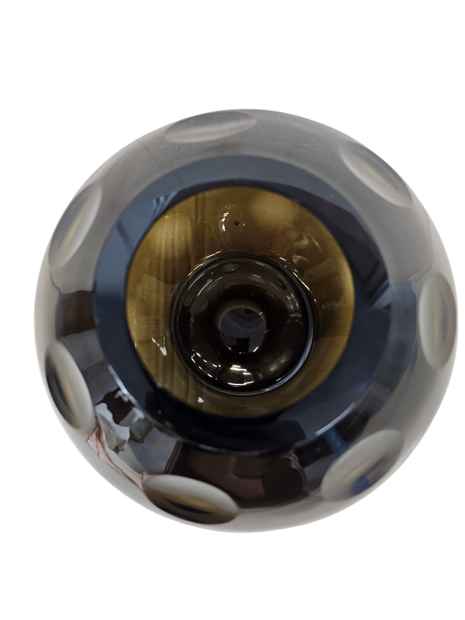 EHAIKA Glass Flower Vase With Moon Cut Patterned Small Neck Designed - Black Colour (Small)