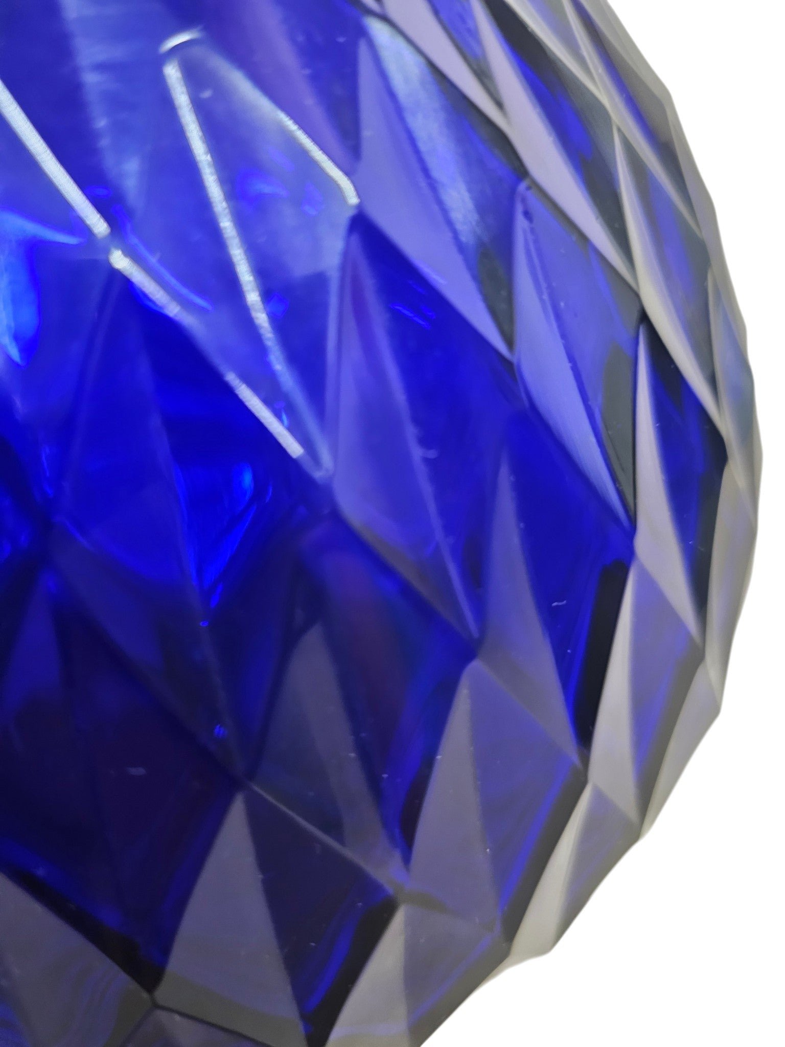 EHAIKA Glass Flower Vase Bowl With Rice Cut Patterned Small Opening Designed - Blue Colour