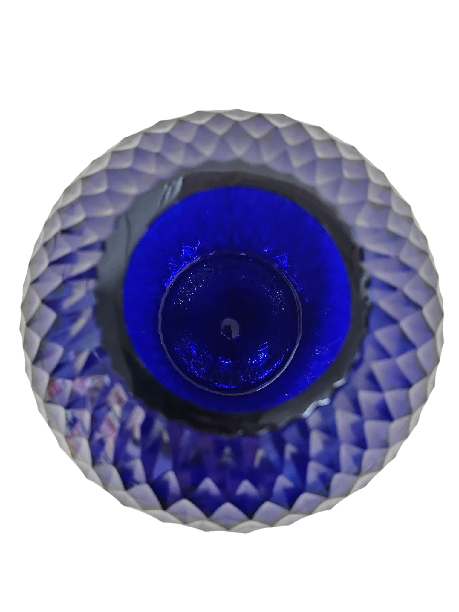 EHAIKA Glass Flower Vase Bowl With Rice Cut Patterned Small Opening Designed - Blue Colour