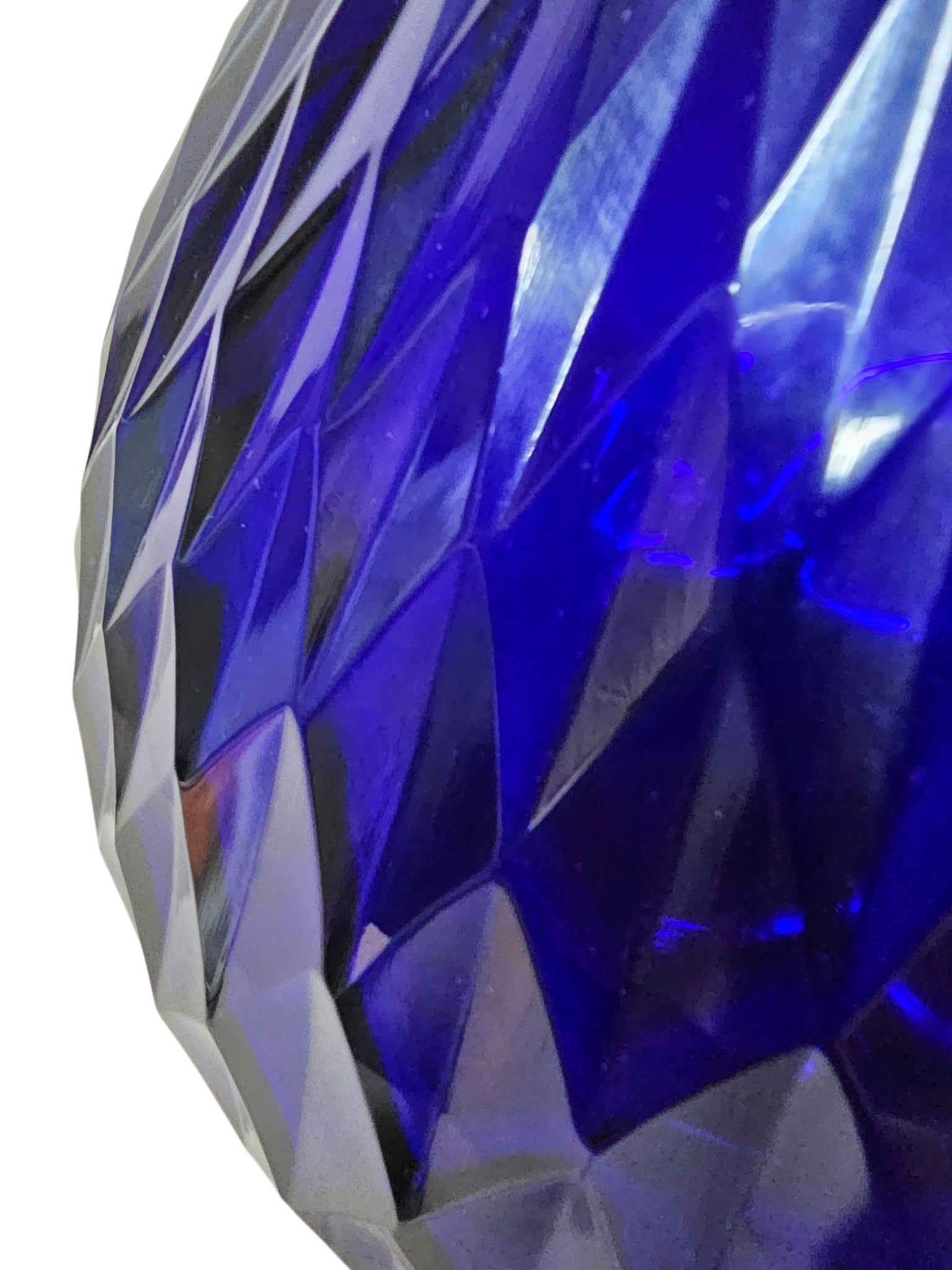 EHAIKA Glass Flower Vase Bowl With Rice Cut Patterned Small Opening Designed - Blue Colour