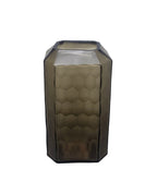 EHAIKA Large Glass Flower Vase Bowl With Honeycomb Cut Patterned, Rectangular Shaped - Black Colour
