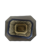 EHAIKA Large Glass Flower Vase Bowl With Honeycomb Cut Patterned, Rectangular Shaped - Black Colour
