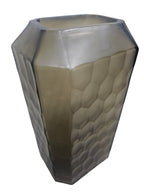 EHAIKA Large Glass Flower Vase Bowl With Honeycomb Cut Patterned, Rectangular Shaped - Black Colour