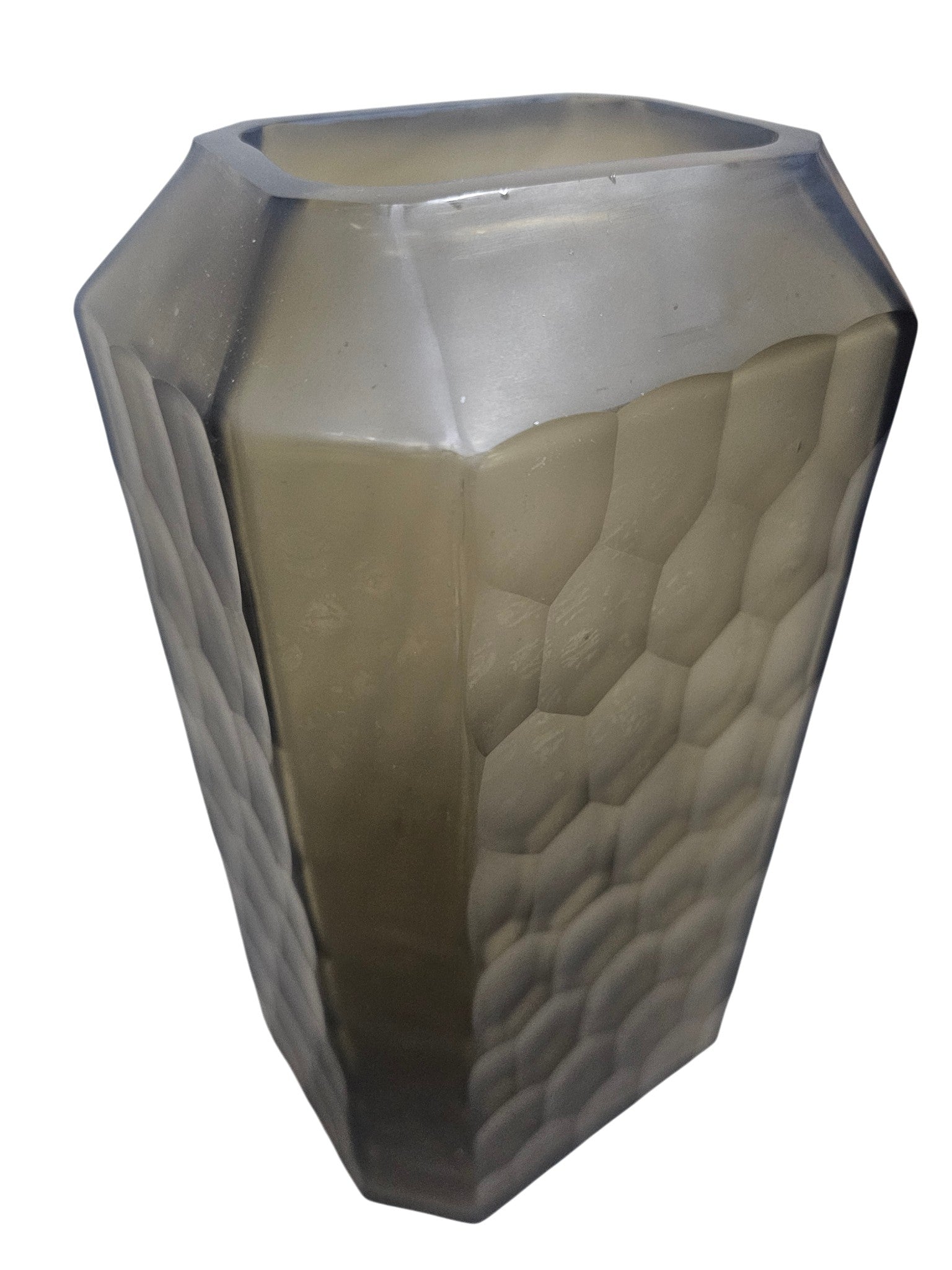EHAIKA Large Glass Flower Vase Bowl With Honeycomb Cut Patterned, Rectangular Shaped - Black Colour