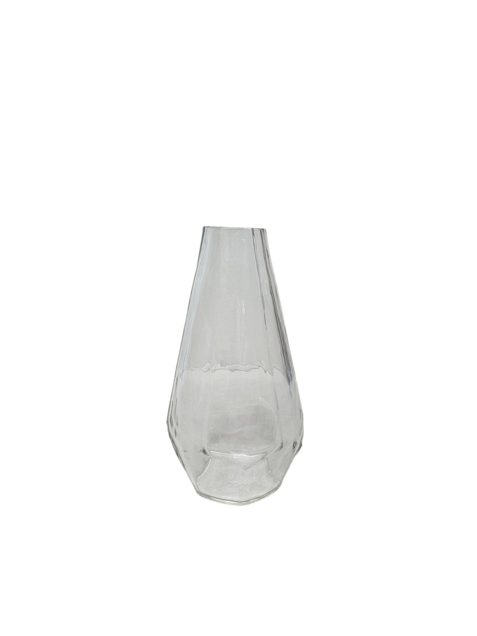 EHAIKA Clear Glass Flower Vase Bowl With Strait Cut Patterned - Diamond Shaped