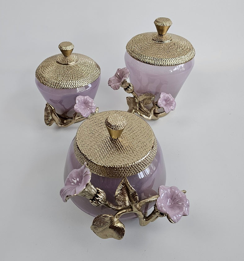 EHAIKA Jar – Enamelled Aluminium Morning Glory Flower With Ombre Lilac Coloured Class