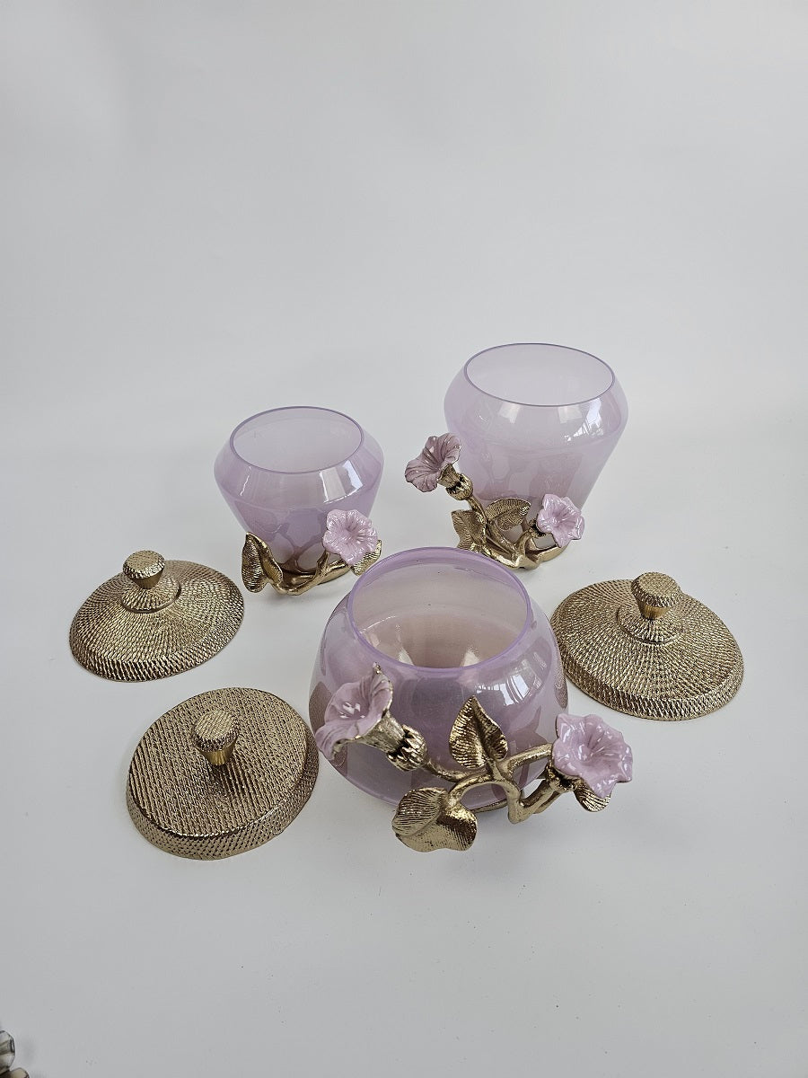 EHAIKA Jar – Enamelled Aluminium Morning Glory Flower With Ombre Lilac Coloured Class