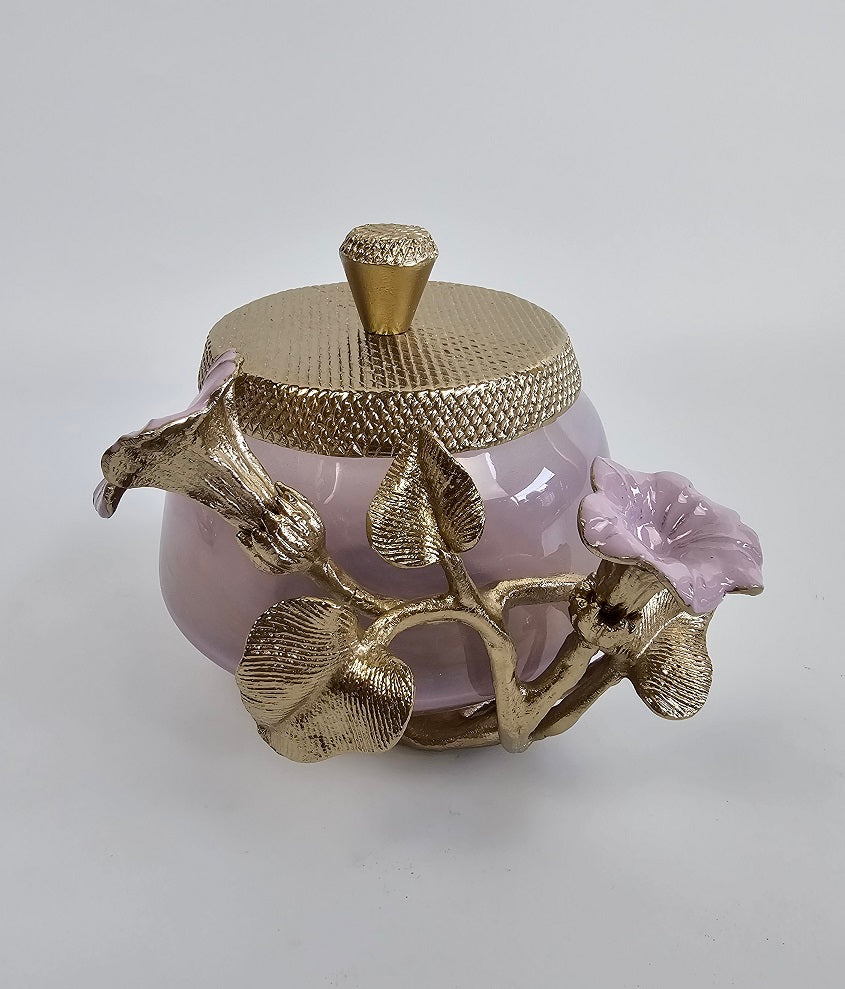 EHAIKA Jar – Enamelled Aluminium Morning Glory Flower With Ombre Lilac Coloured Class