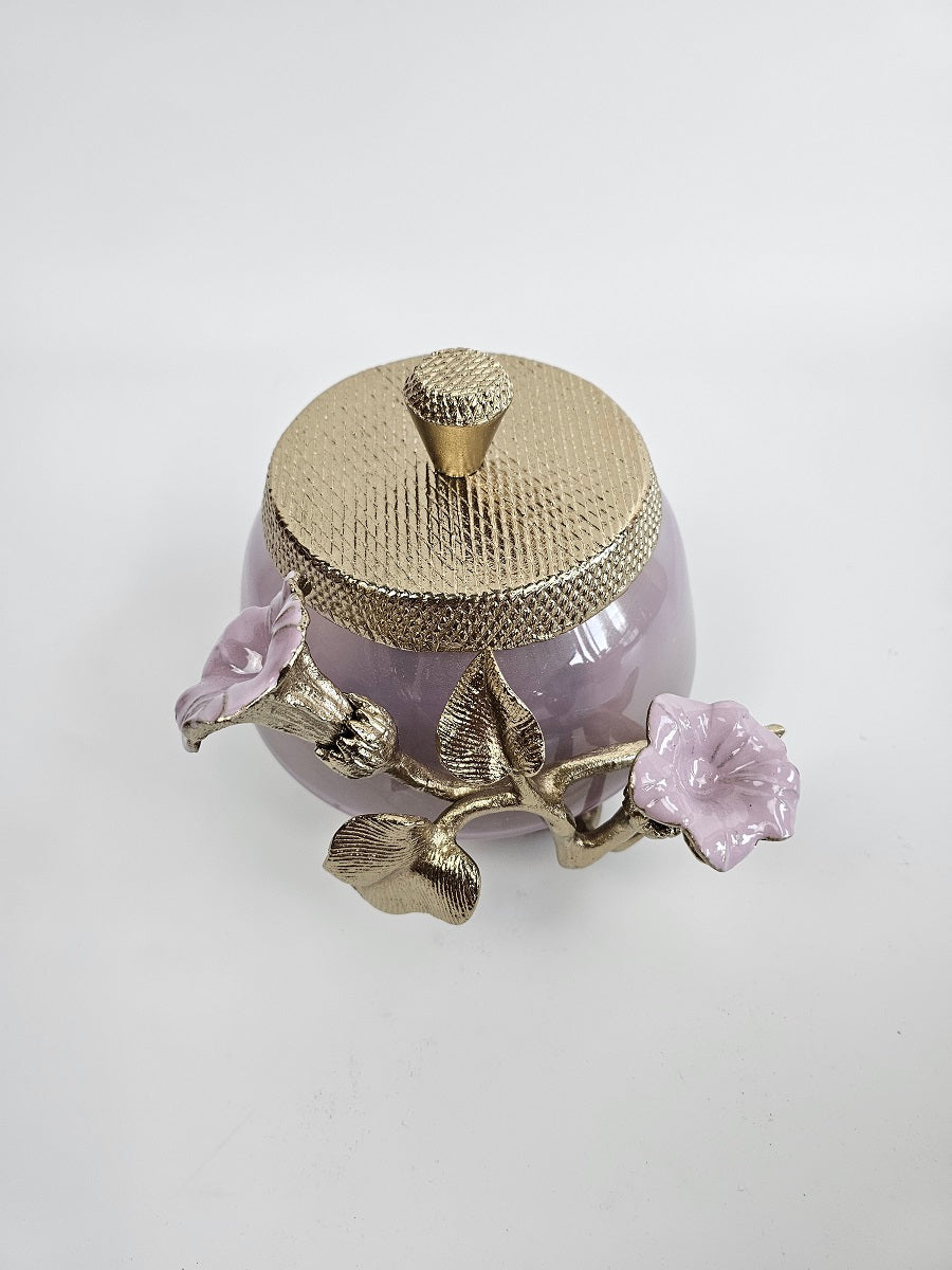 EHAIKA Jar – Enamelled Aluminium Morning Glory Flower With Ombre Lilac Coloured Class