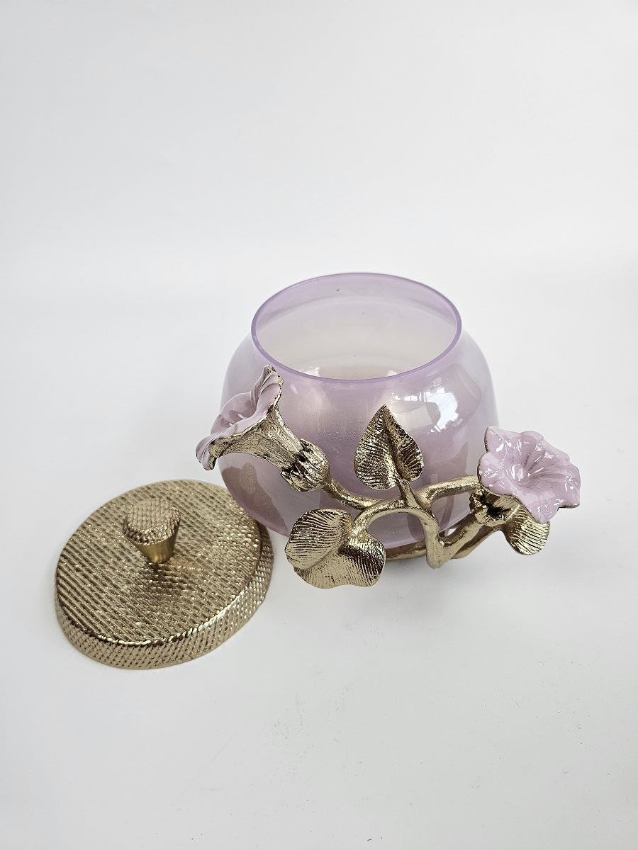 EHAIKA Jar – Enamelled Aluminium Morning Glory Flower With Ombre Lilac Coloured Class