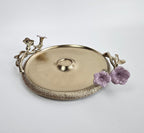 EHAIKA Chip And Dip Platter – Golden Enamelled Aluminium With Morning Glory Flower