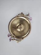 EHAIKA Chip And Dip Platter – Golden Enamelled Aluminium With Morning Glory Flower