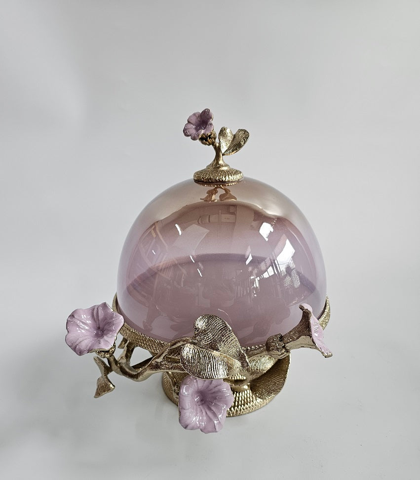 EHAIKA Cake Dome – Enamelled Aluminium Morning Glory Flower With Ombre Lilac Coloured Class