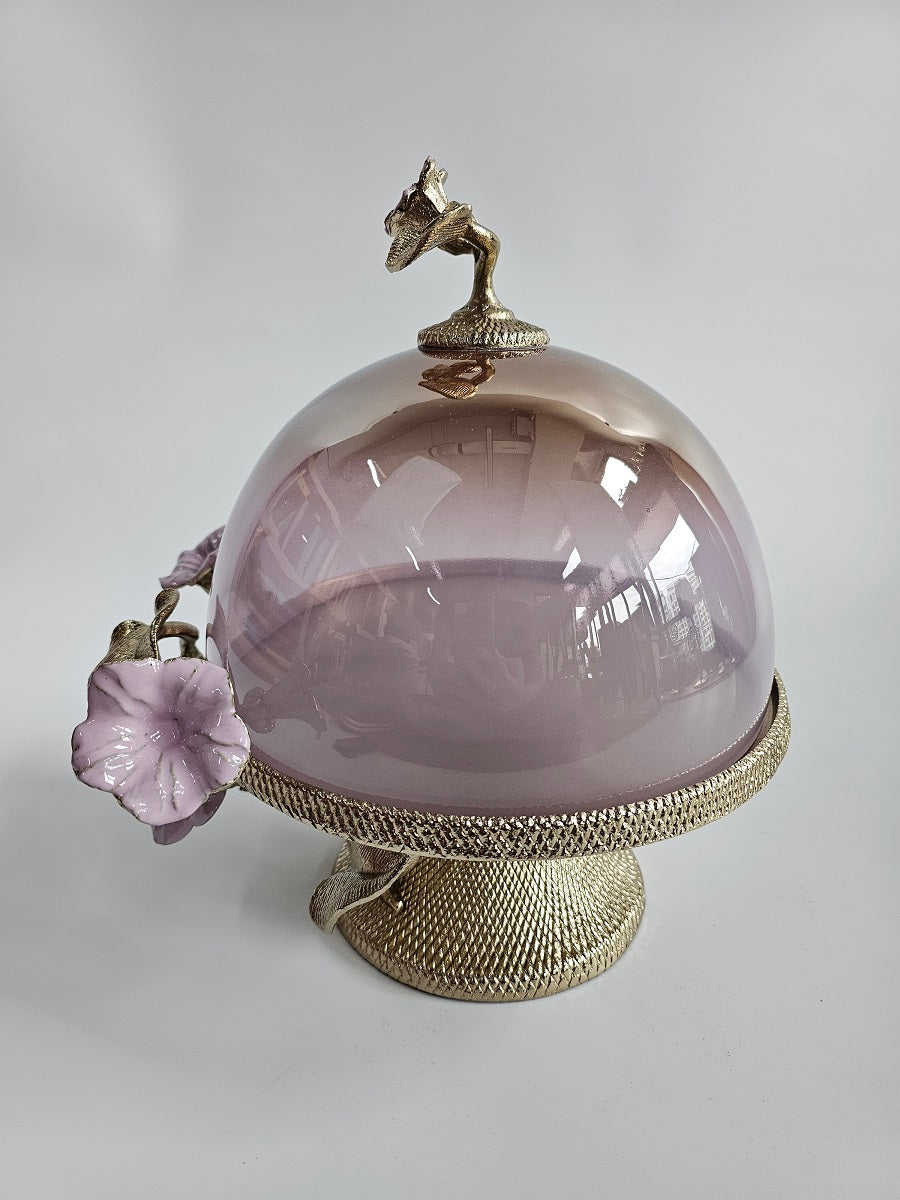 EHAIKA Cake Dome – Enamelled Aluminium Morning Glory Flower With Ombre Lilac Coloured Class