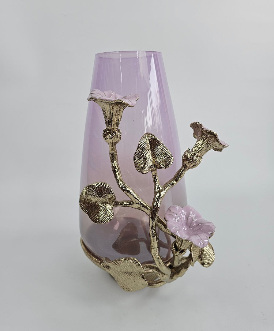EHAIKA Flower Vase – Enamelled Aluminium Morning Glory Flower With Ombre Lilac Coloured Class