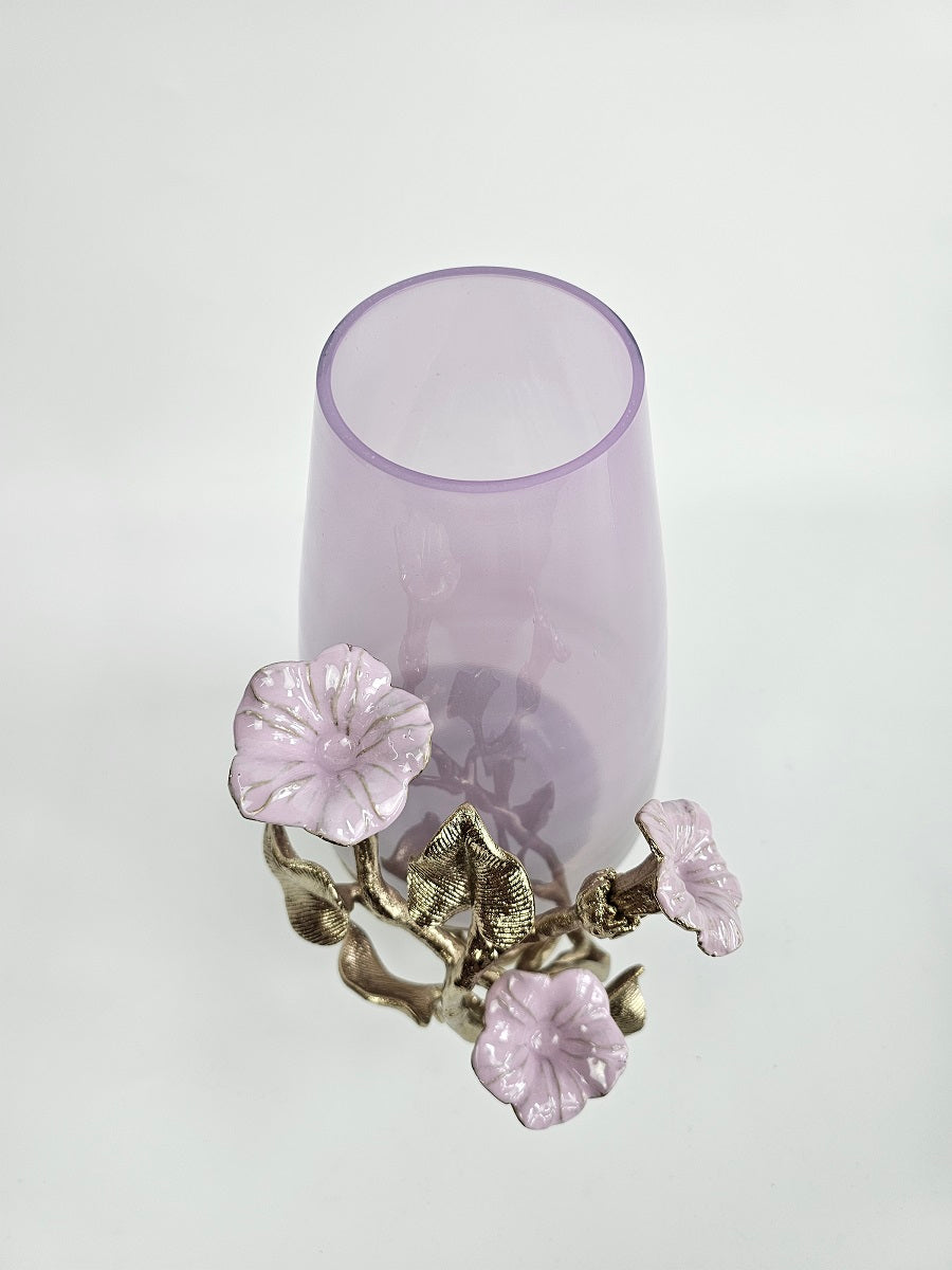 EHAIKA Flower Vase – Enamelled Aluminium Morning Glory Flower With Ombre Lilac Coloured Class