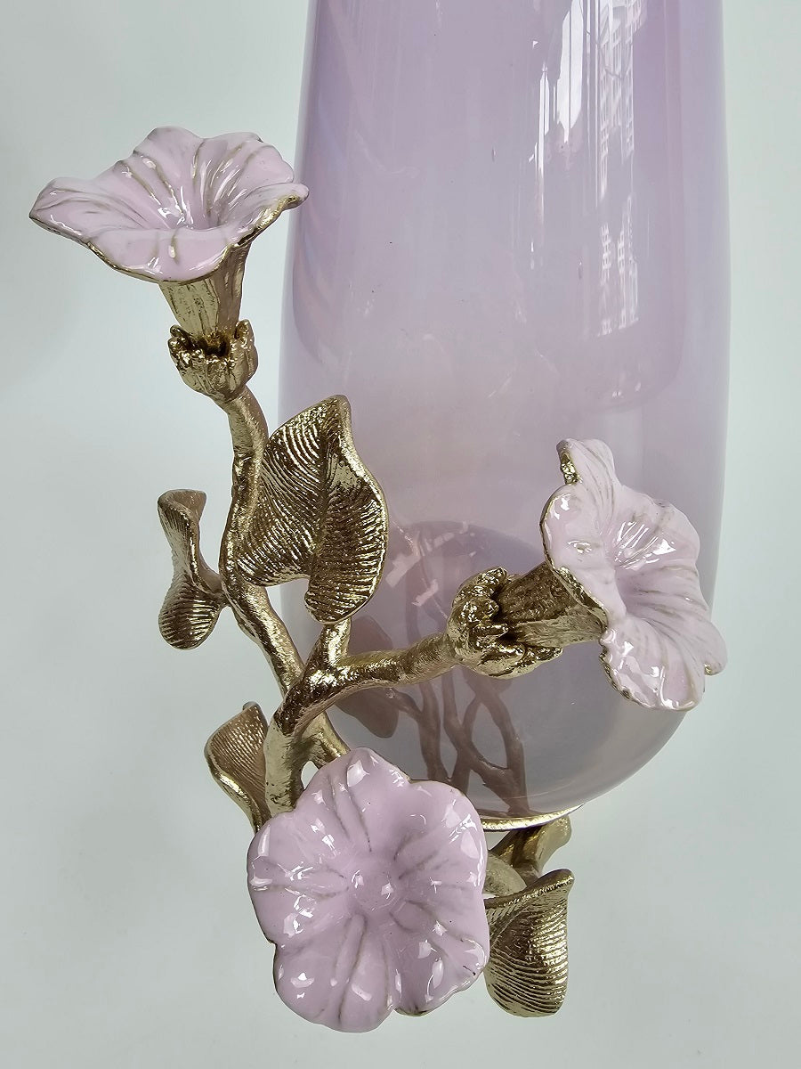 EHAIKA Flower Vase – Enamelled Aluminium Morning Glory Flower With Ombre Lilac Coloured Class