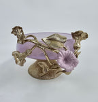 EHAIKA Footed Bowl – Enamelled Aluminium Morning Glory Flower With Ombre Lilac Coloured Class