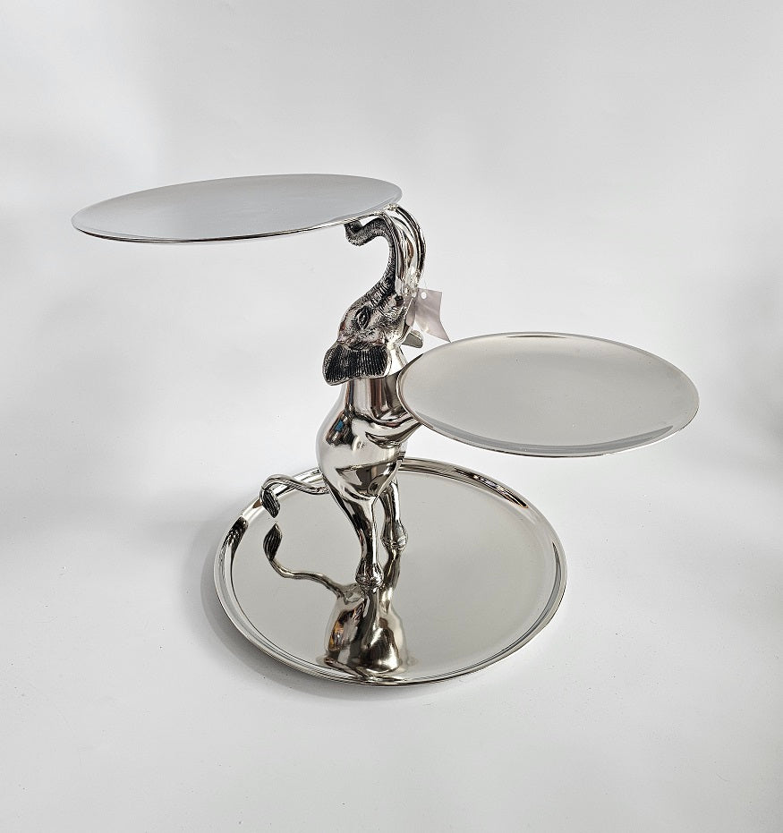 EHAIKA 3 Tier Cake / Fruits Plate On Elephant Sculpture - Safari Decorative Serving Tableware