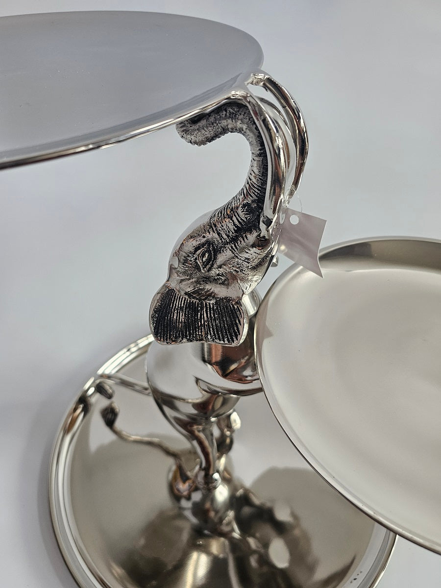 EHAIKA 3 Tier Cake / Fruits Plate On Elephant Sculpture - Safari Decorative Serving Tableware