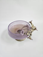 EHAIKA Footed Bowl – Enamelled Aluminium Morning Glory Flower With Ombre Lilac Coloured Class