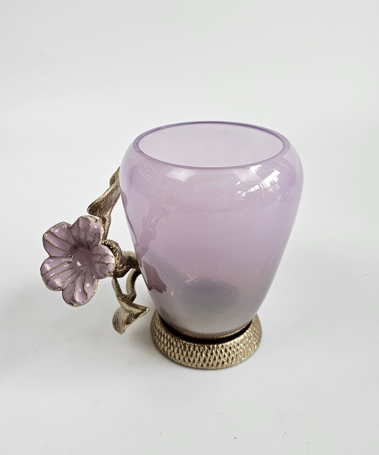 EHAIKA Toothbrush Holder – Enamelled Aluminium Morning Glory Flower With Ombre Lilac Coloured Class