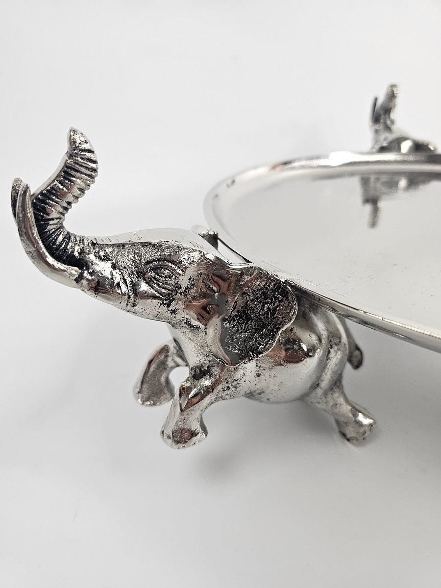 EHAIKA Cake / Fruits Serving Plate On 3 Elephant Sculpture - Safari Decorative Serving Tableware