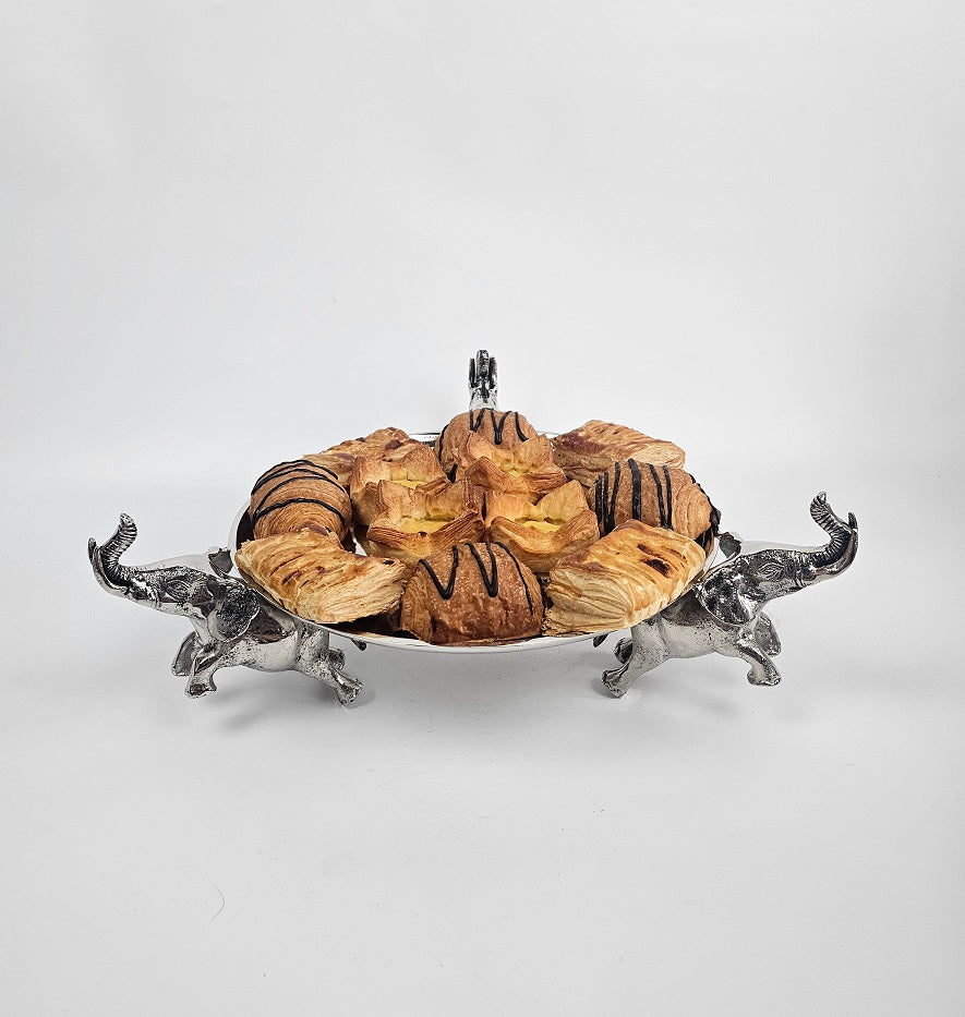 EHAIKA Cake / Fruits Serving Plate On 3 Elephant Sculpture - Safari Decorative Serving Tableware