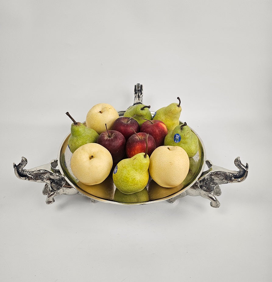 EHAIKA Cake / Fruits Serving Plate On 3 Elephant Sculpture - Safari Decorative Serving Tableware