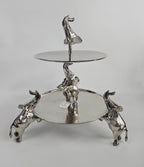 EHAIKA 2 Tier Cake / Fruits Serving Plate On Elephant Sculpture - Safari Decorative Serving Tableware