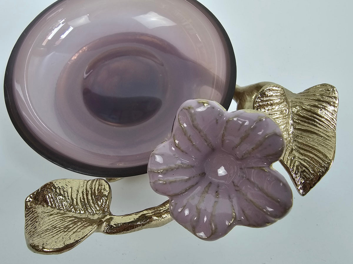 EHAIKA Soap Dish – Enamelled Aluminium Morning Glory Flower With Ombre Lilac Coloured Class