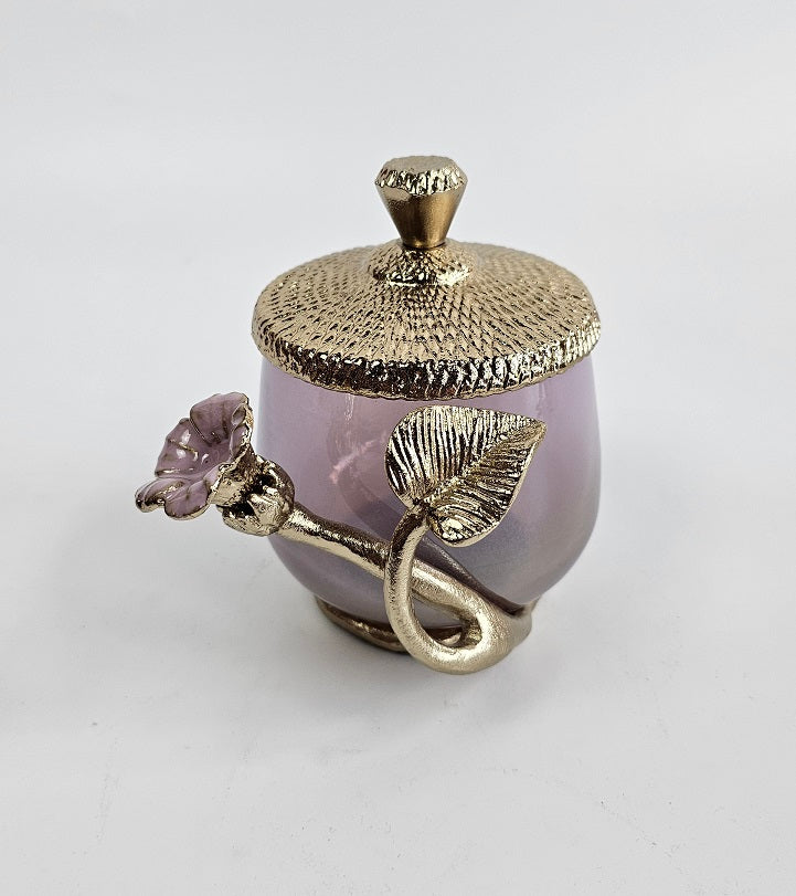EHAIKA Cotton Bud Jar – Enamelled Aluminium Morning Glory Flower With Ombre Lilac Coloured Class