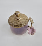 EHAIKA Cotton Bud Jar – Enamelled Aluminium Morning Glory Flower With Ombre Lilac Coloured Class