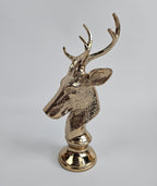 EHAIKA Golden Colour Aluminium Reindeer Head Sculpture – Home Office Table Top Statue Christmas Display Decoration Gift