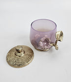 EHAIKA Cotton Bud Jar – Enamelled Aluminium Morning Glory Flower With Ombre Lilac Coloured Class