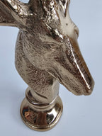 EHAIKA Golden Colour Aluminium Reindeer Head Sculpture – Home Office Table Top Statue Christmas Display Decoration Gift