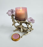 EHAIKA Candle Holder – Enamelled Aluminium Morning Glory Flower With Ombre Lilac Coloured Class