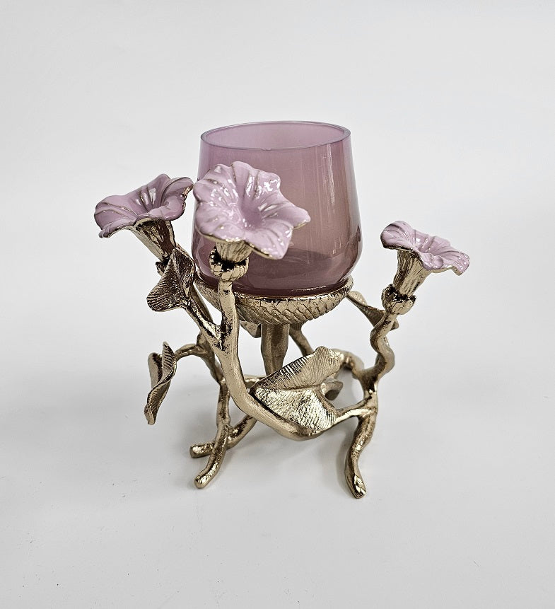 EHAIKA Candle Holder – Enamelled Aluminium Morning Glory Flower With Ombre Lilac Coloured Class