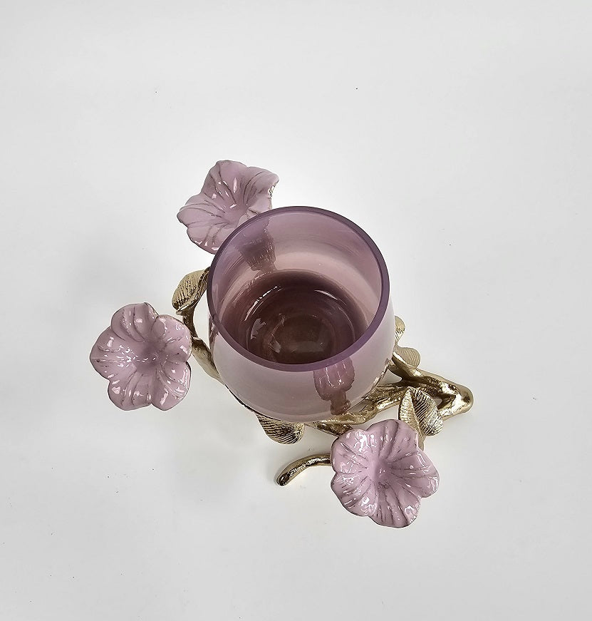 EHAIKA Candle Holder – Enamelled Aluminium Morning Glory Flower With Ombre Lilac Coloured Class