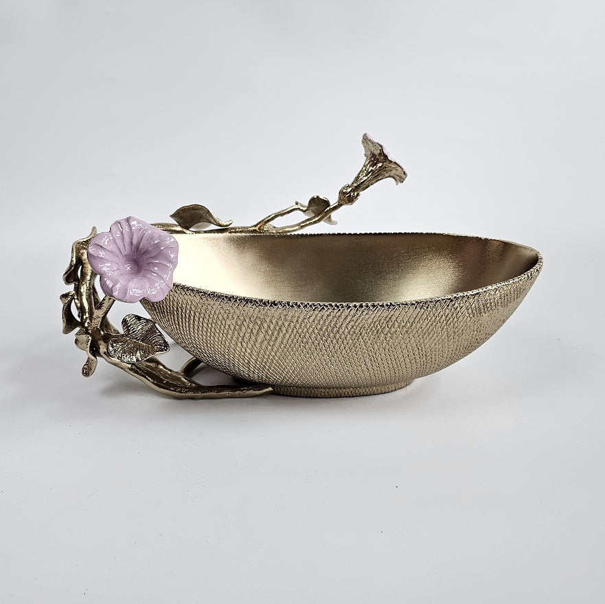 EHAIKA Salad Bowl – Enamelled Aluminium Morning Glory Flower With Ombre Lilac Coloured Class