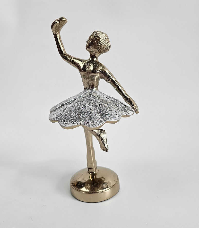 EHAIKA Ballerina Gold & Silver Colour Statue (Small) – Home Office Table Top Lady Ballet Dancer Sculpture Display Decoration Gift