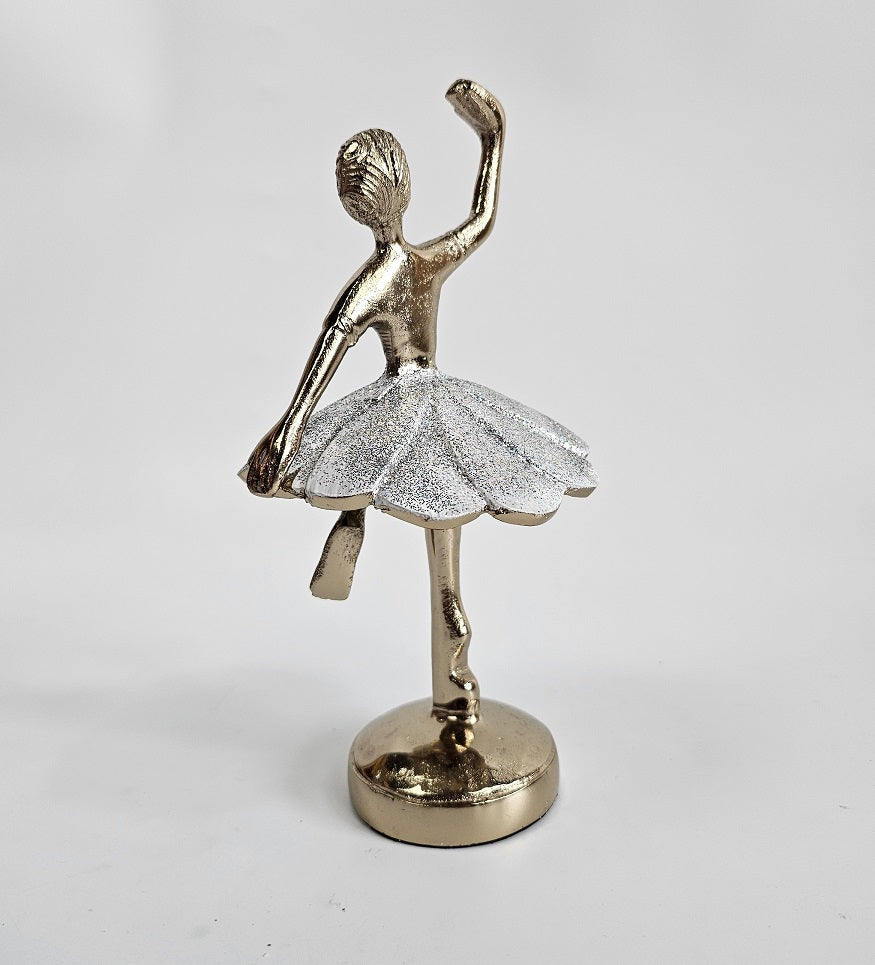 EHAIKA Ballerina Gold & Silver Colour Statue (Small) – Home Office Table Top Lady Ballet Dancer Sculpture Display Decoration Gift