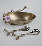 EHAIKA Salad Bowl – Enamelled Aluminium Morning Glory Flower With Ombre Lilac Coloured Class