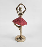 EHAIKA Ballerina Gold & Red Colour Statue (Small) – Home Office Table Top Lady Ballet Dancer Sculpture Display Decoration Gift