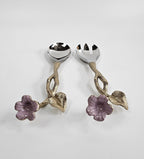 EHAIKA Salad Server (Set of 2) – Enamelled Aluminium Morning Glory Flower With Ombre Lilac Coloured Class