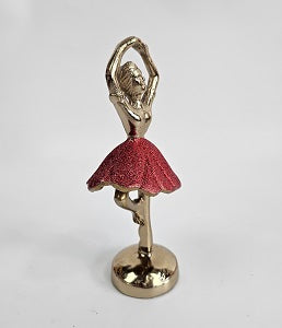 EHAIKA Ballerina Gold & Red Colour Statue (Small) – Home Office Table Top Lady Ballet Dancer Sculpture Display Decoration Gift