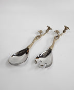 EHAIKA Salad Server (Set of 2) – Enamelled Aluminium Morning Glory Flower With Ombre Lilac Coloured Class