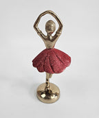 EHAIKA Ballerina Gold & Red Colour Statue (Small) – Home Office Table Top Lady Ballet Dancer Sculpture Display Decoration Gift