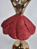 EHAIKA Ballerina Gold & Red Colour Statue (Small) – Home Office Table Top Lady Ballet Dancer Sculpture Display Decoration Gift